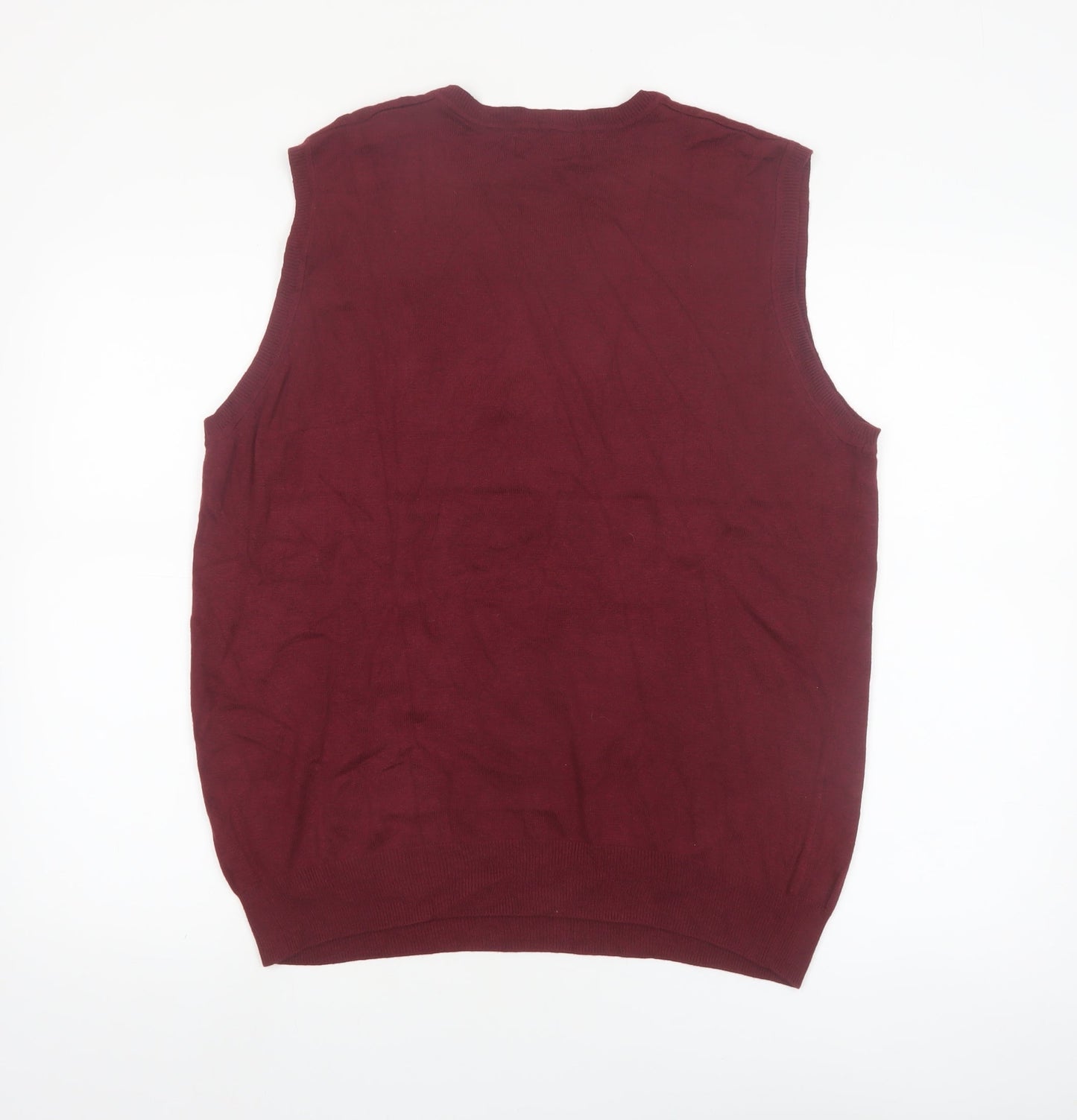 Croft & Barrow Men's Red Argyle Sleeveless V-Neck Knit Vest L
