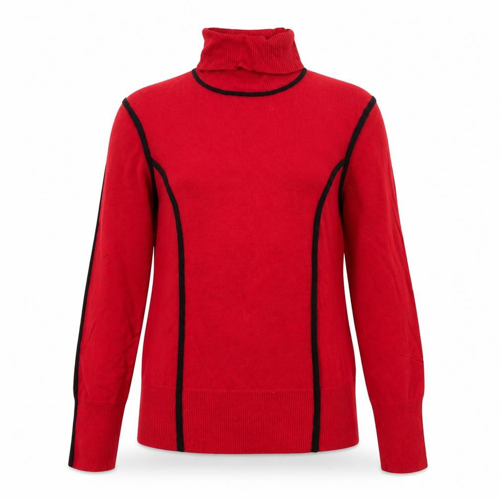 Carmen Marc Valvo Womens Red Roll Neck Slim Knit Jumper M