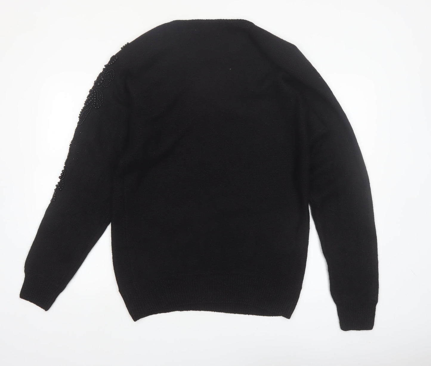 Worthington Women's Black Beaded Silk Blend Jumper Size L