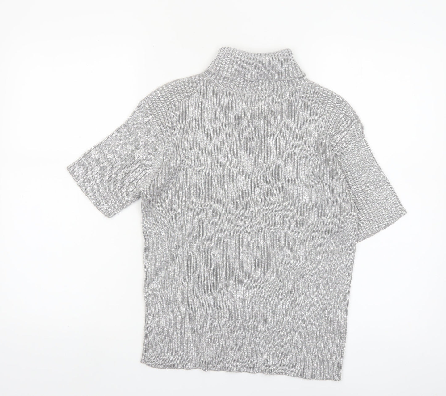 Paris Sport Club Womens Grey Roll Neck Short Sleeve Jumper L