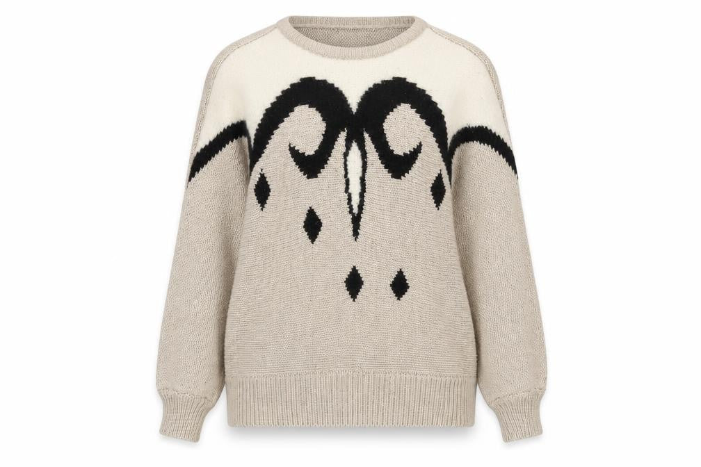Malina Wong Womens Beige Geometric Knit Jumper Size 12