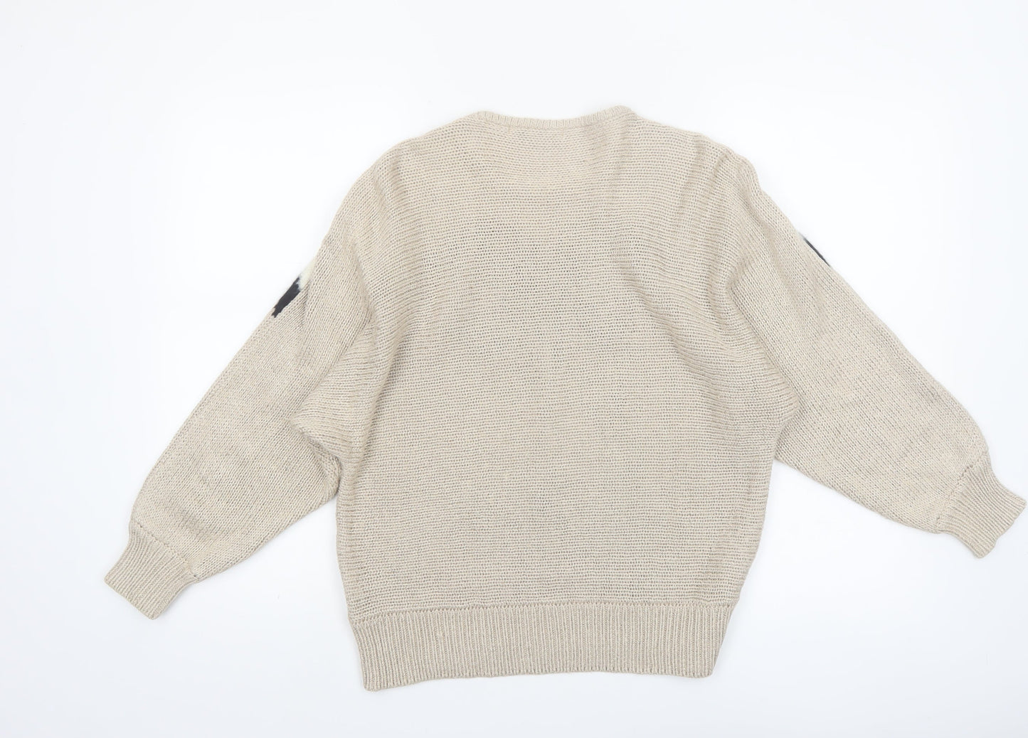 Malina Wong Womens Beige Geometric Knit Jumper Size 12