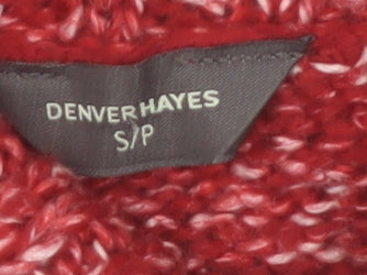 Denver Hayes Women's Red Roll Neck Chunky Knit Jumper Size S