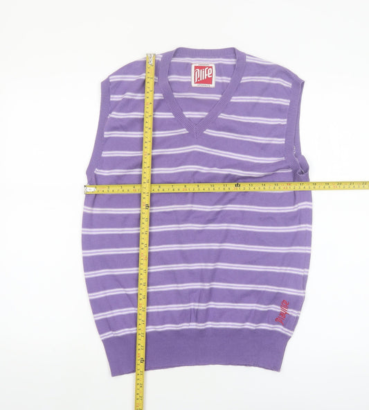 P.Life Men's Purple Striped V-Neck Sleeveless Knit Vest M