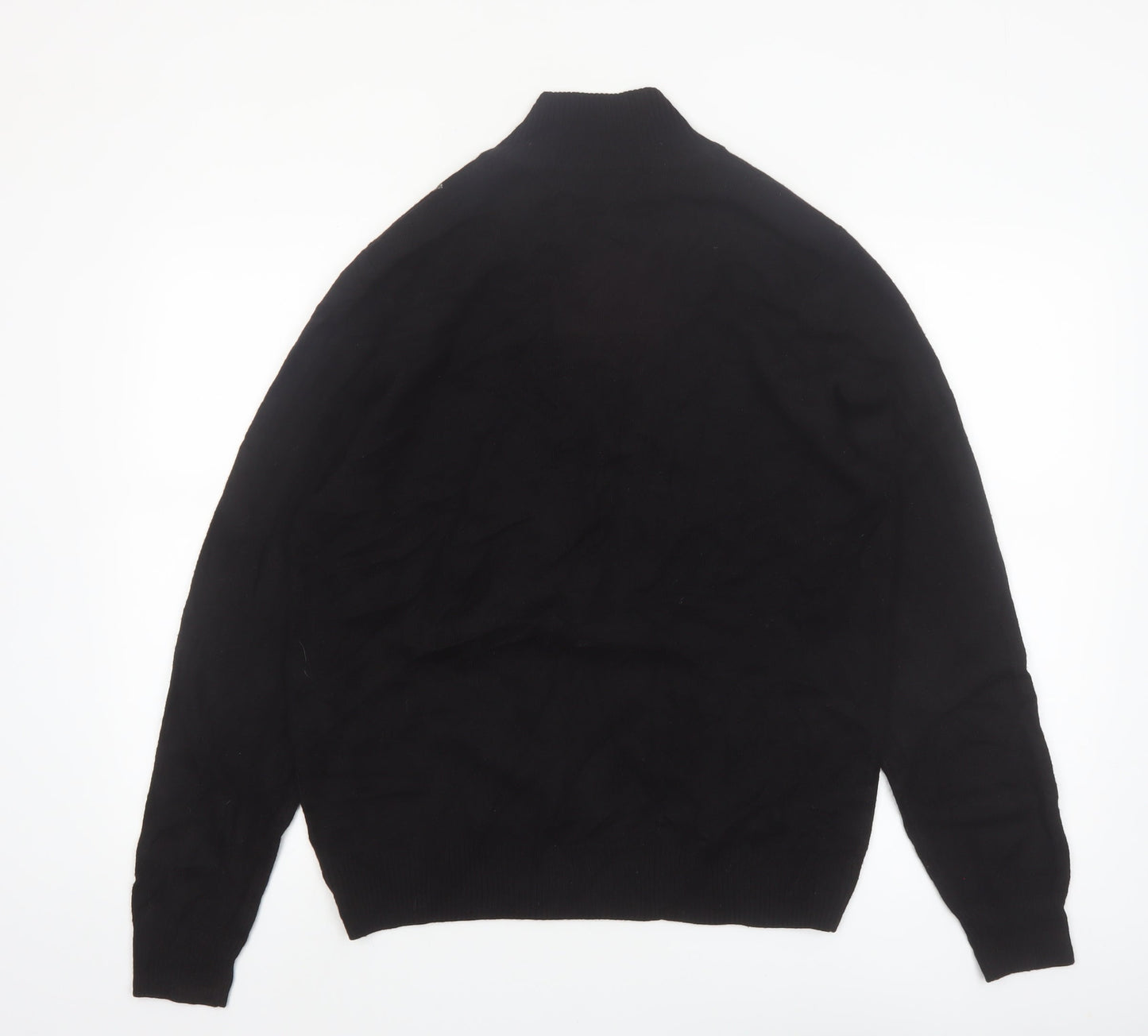Tricots St Raphael Men’s Black Argyle 1/2 Zip High Neck Jumper Size L