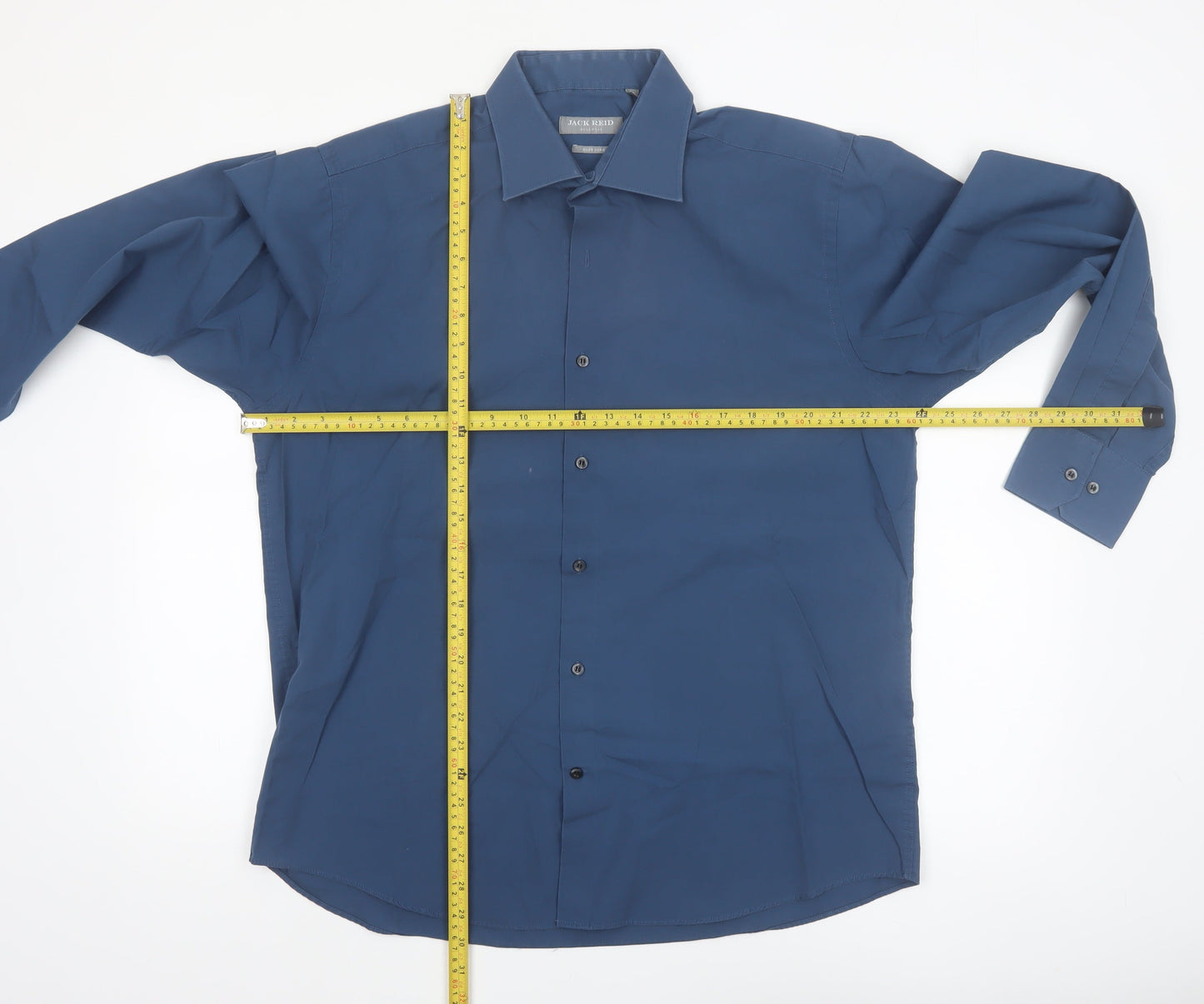 Jack Reid Mens Blue 16.5in Regular Fit Long Sleeve Button-Up Shirt