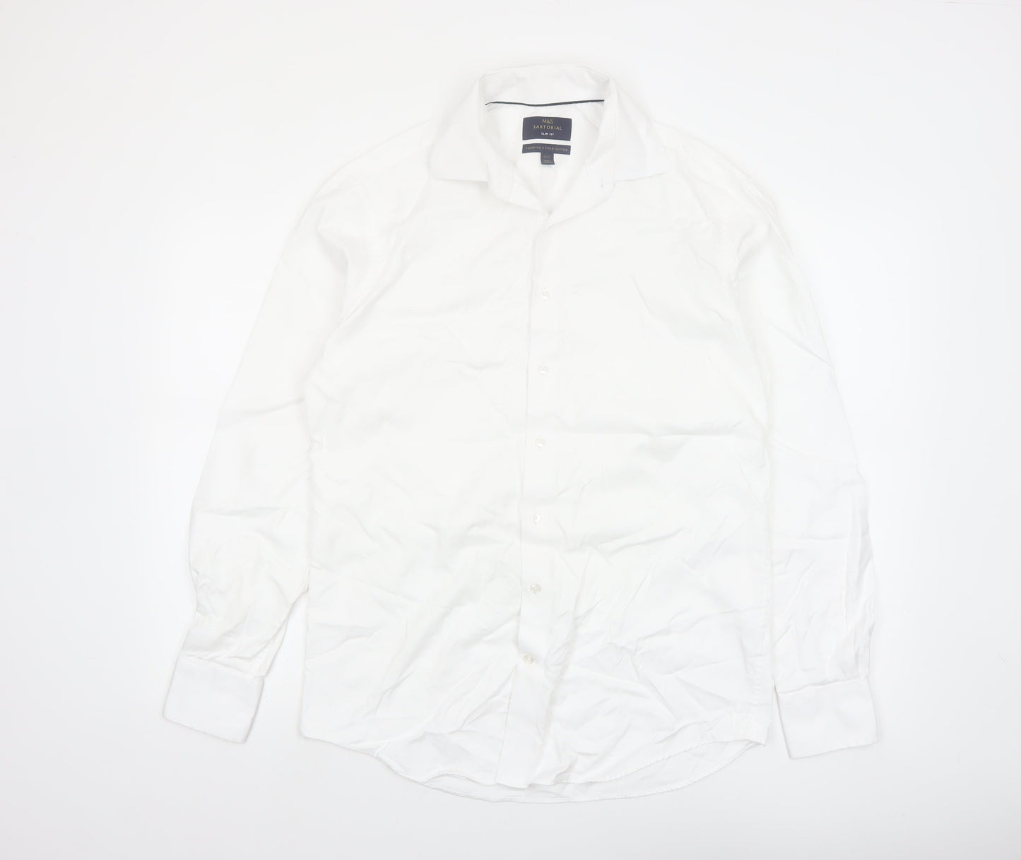 Marks and Spencer Mens White Slim Fit Formal Dress Shirt 15.5in