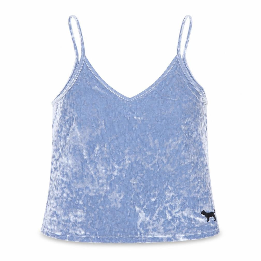 PINK Women’s Blue Velvet Camisole Tank Top L