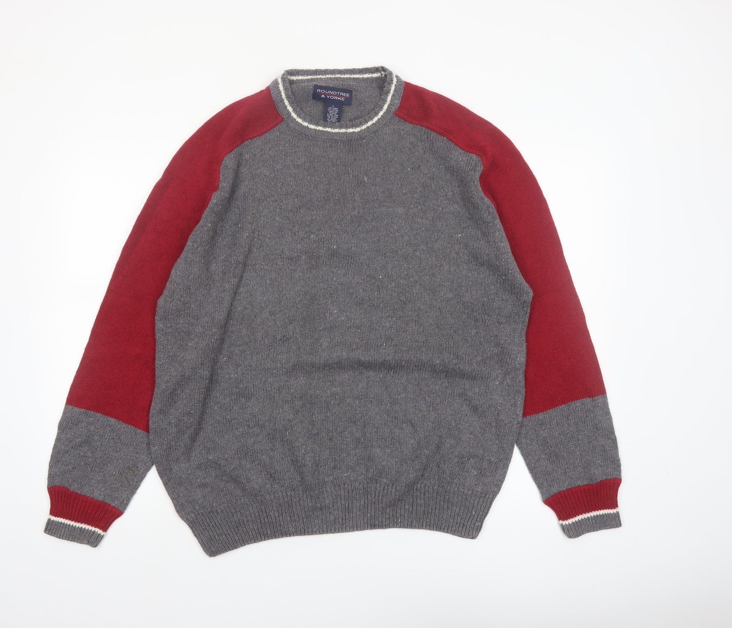 Roundtree & Yorke Men's Grey Pullover Jumper Size L Crew Neck Knit