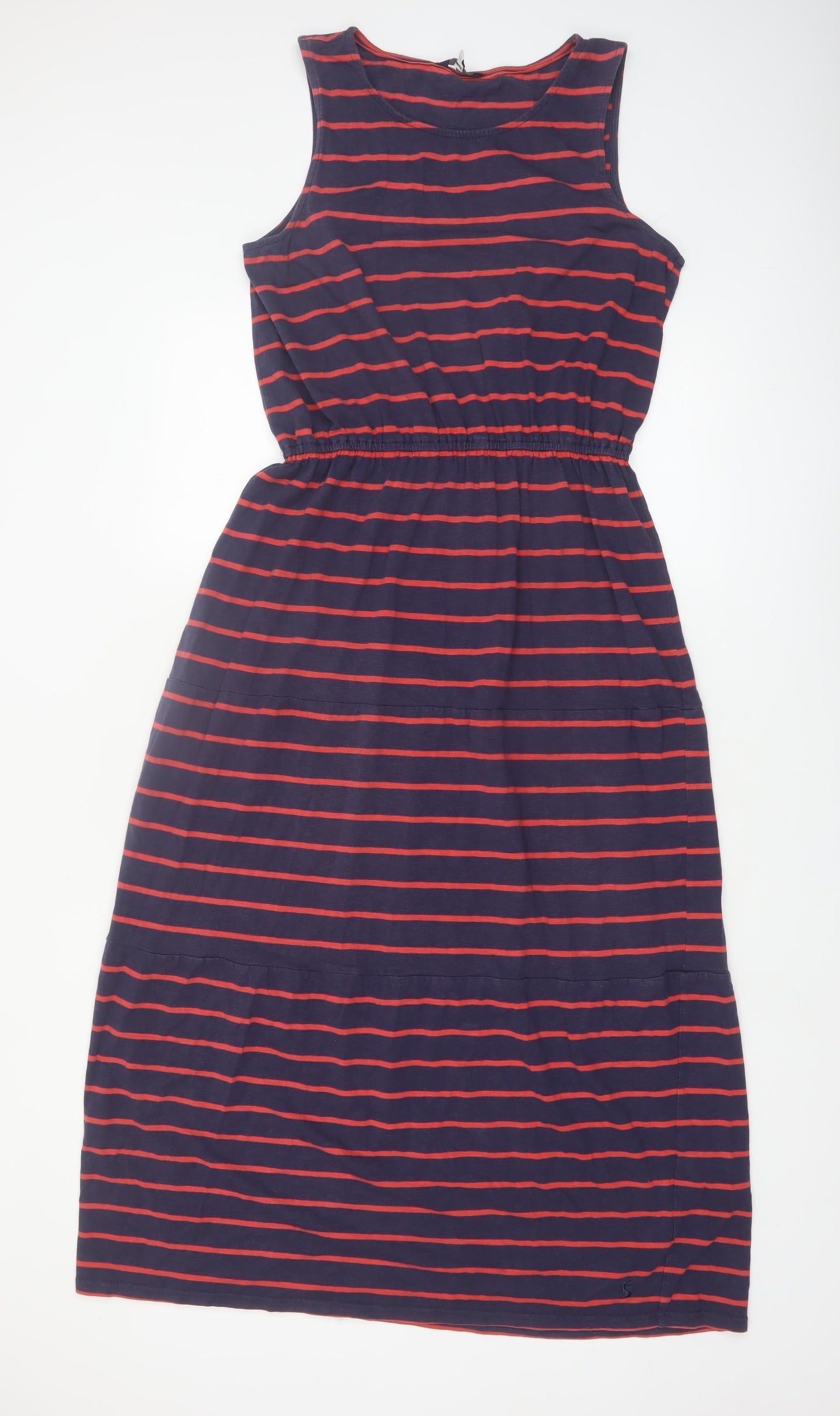 Joules Women Blue Striped Tank Dress Size 12 Cotton Blend