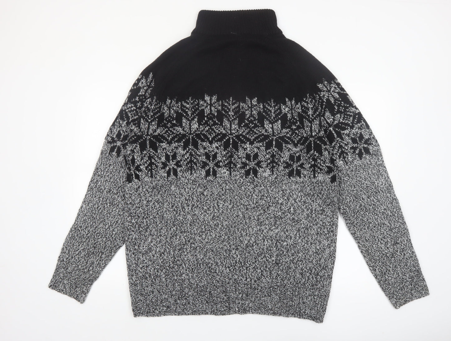 Mountain Ridge Men's Grey Fair Isle 1/4 Zip Knit Jumper L