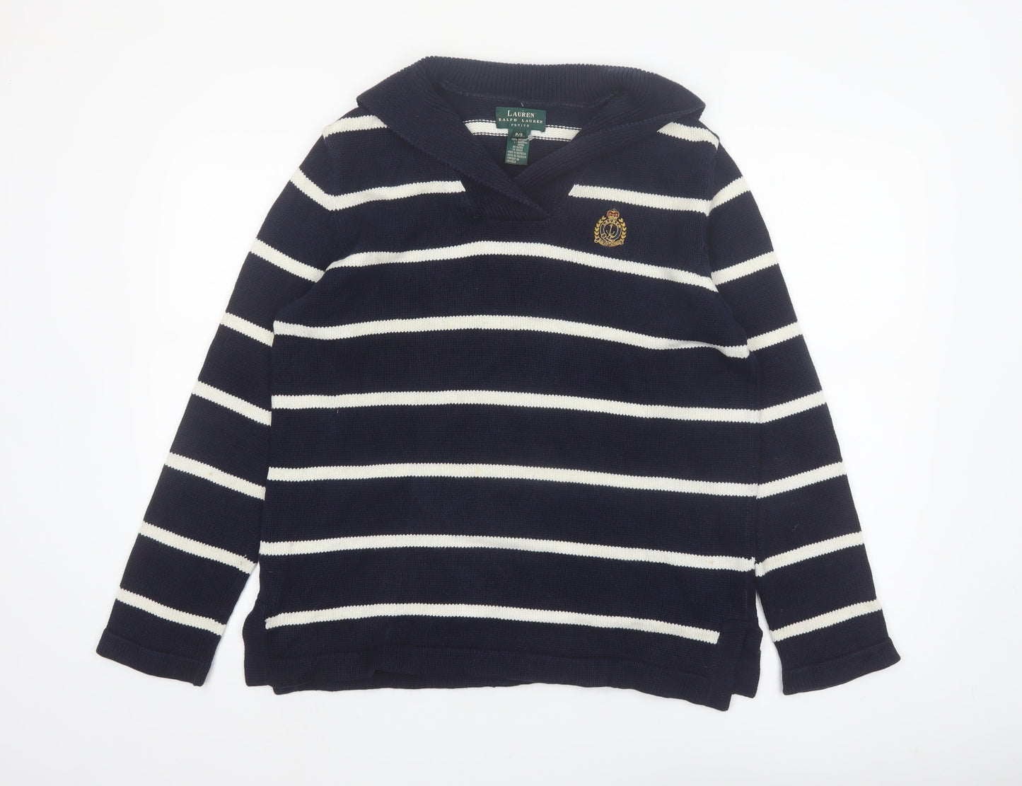 Ralph Lauren Women Blue Striped Cotton Petite Jumper S