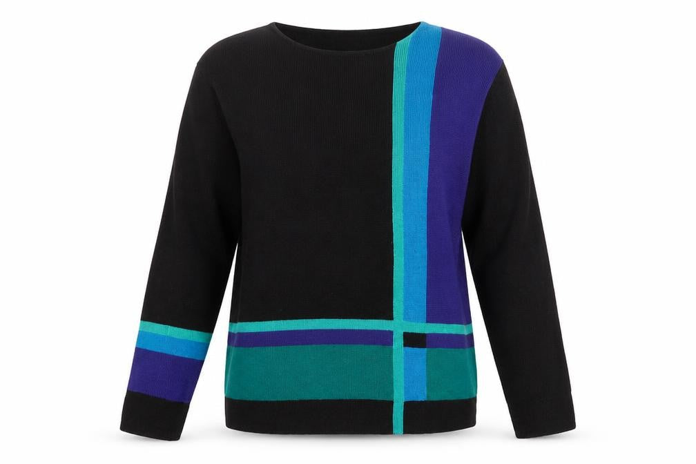Koret Women’s Black Geometric Wool Blend Pullover Jumper M