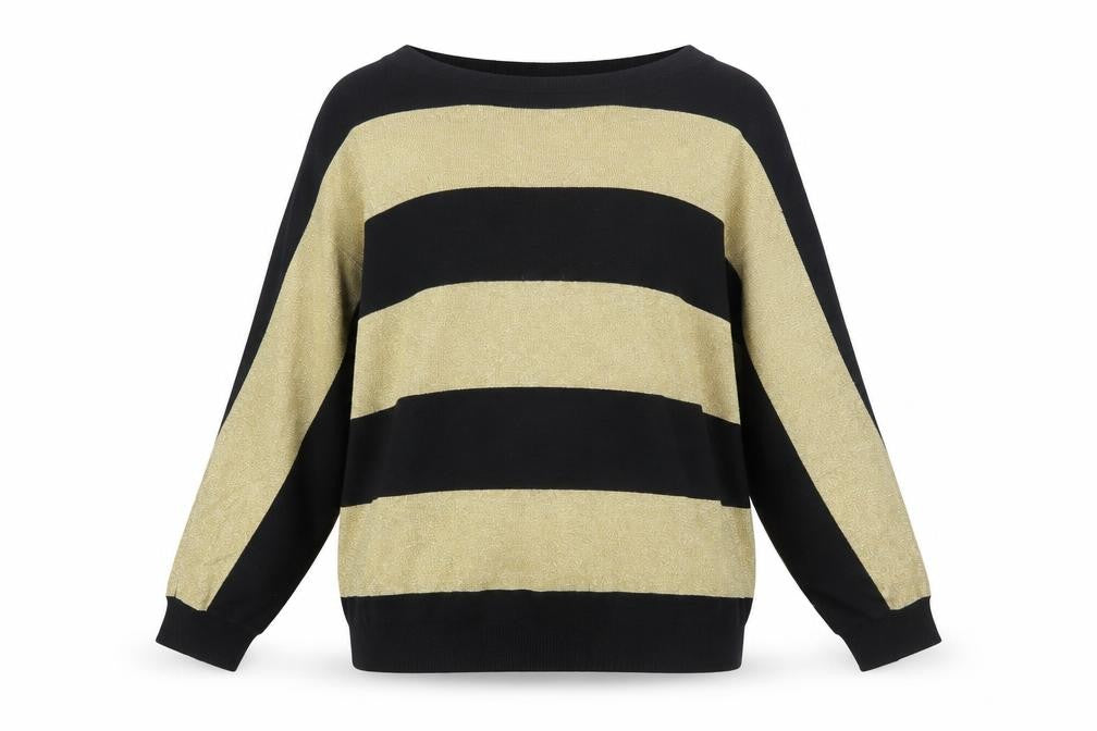 Liz Claiborne Women's Gold Black Striped Pullover Jumper L