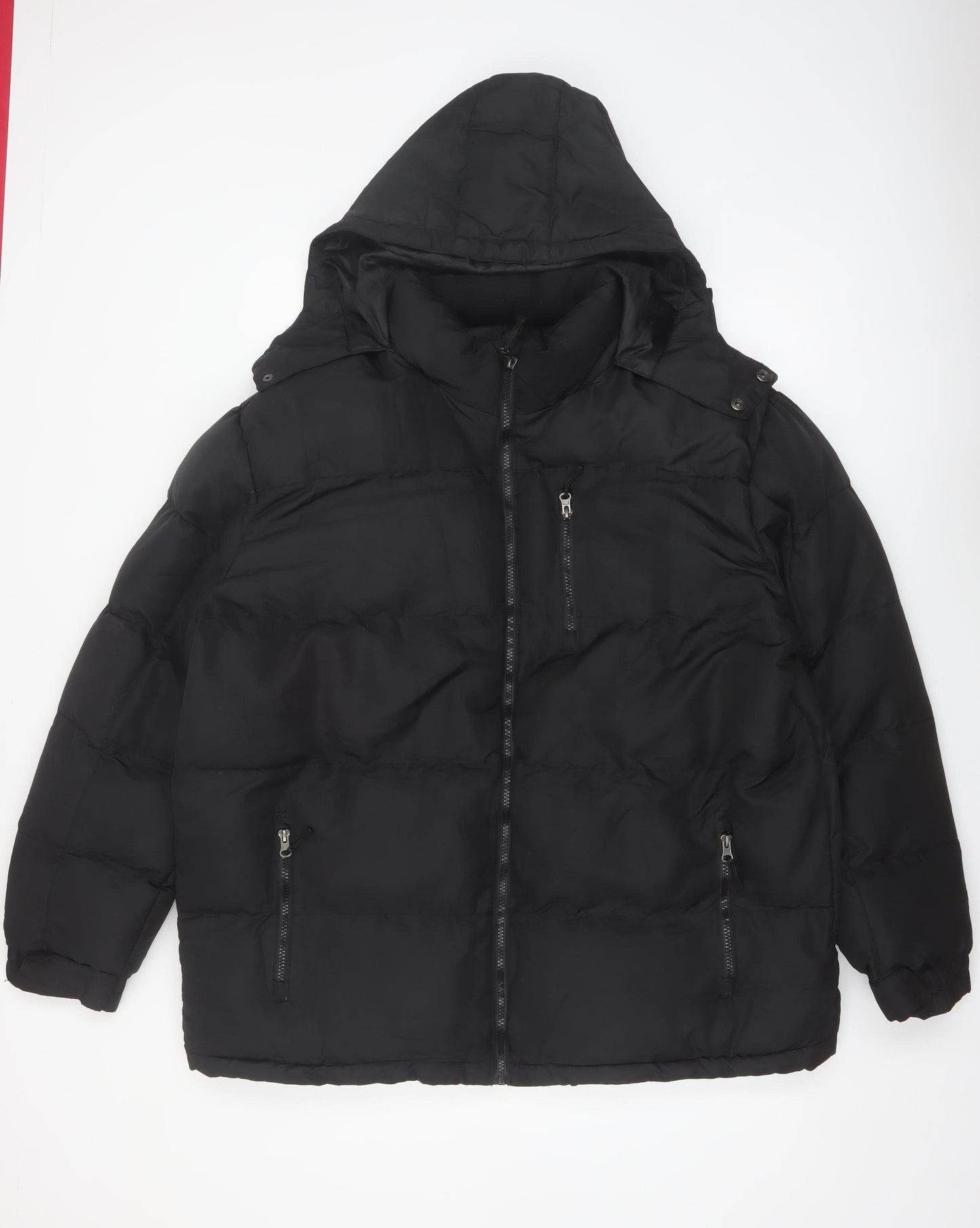 Outdoor Life Men's Black L Puffer Jacket Hooded Winter Coat