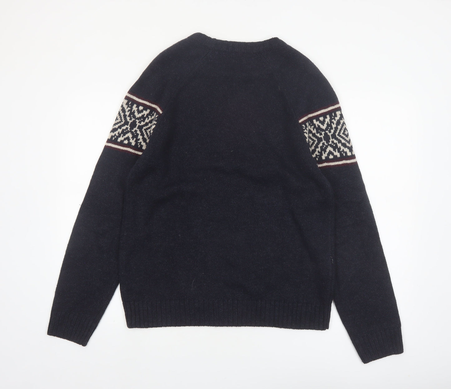 Haggar Men's Blue Fair Isle Knit Pullover Jumper Size M
