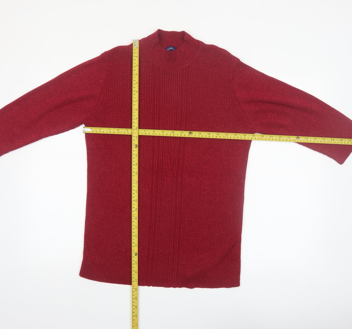 Penningtons Women Red Knit Mock Neck Pullover Jumper Size 18 Plus