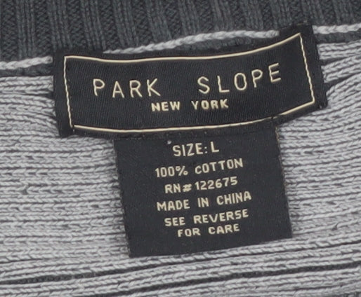 Park Slope Men’s Grey Cotton 1/4 Zip Knit Jumper Size L