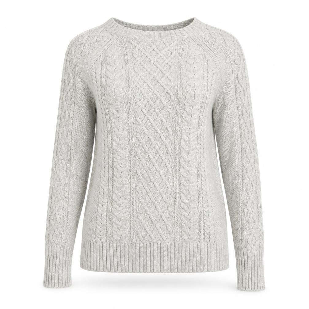Gap Women’s Grey Cable-Knit Cotton Jumper Size S Crew Neck