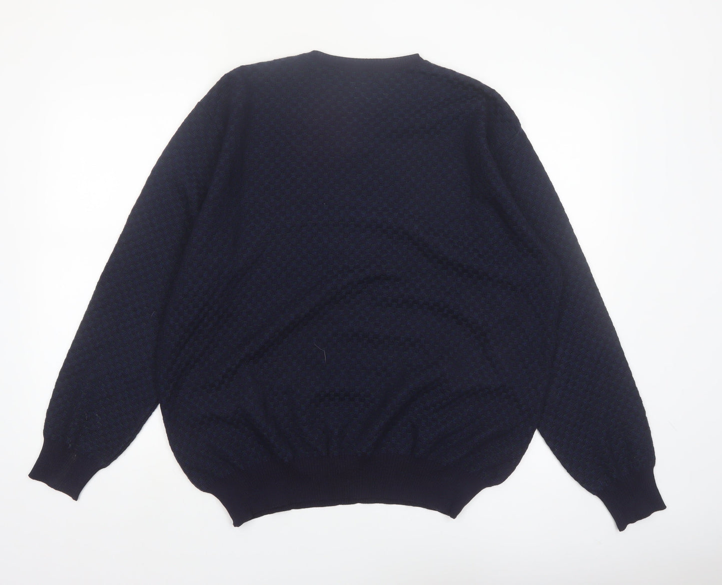 Segreto Men's Blue Wool V-Neck Pullover Jumper Size L