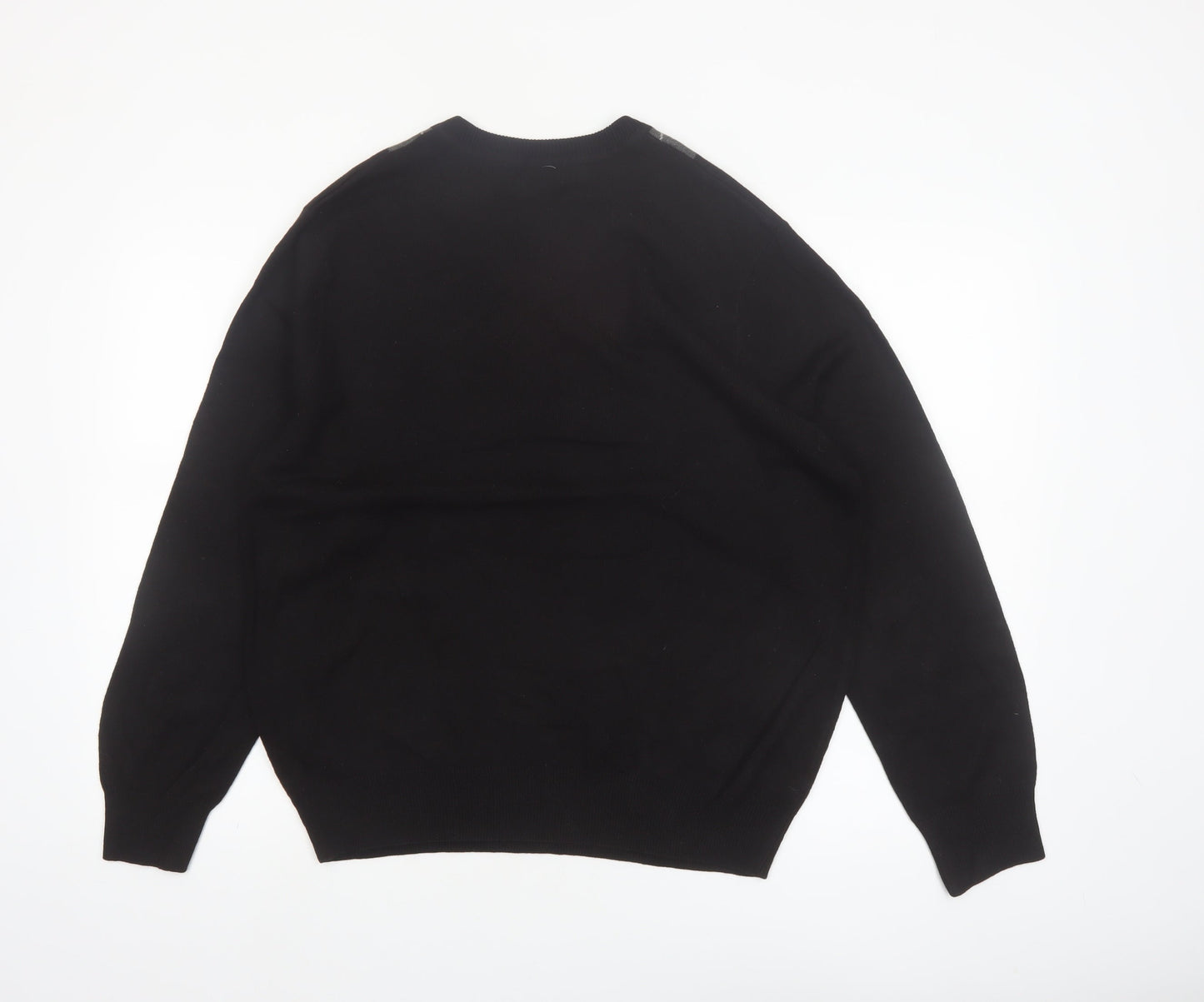 Dockers Men's Black Argyle V-Neck Acrylic Jumper Size L