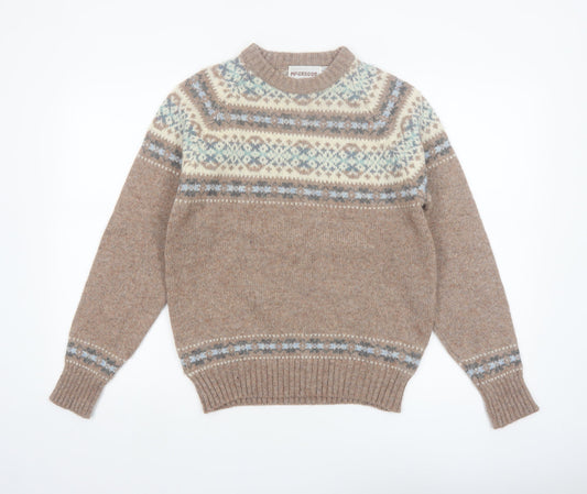 McGregor Men's Beige Wool Fair Isle Pullover Jumper Size S