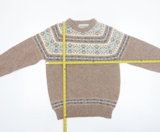 McGregor Men's Beige Wool Fair Isle Pullover Jumper Size S