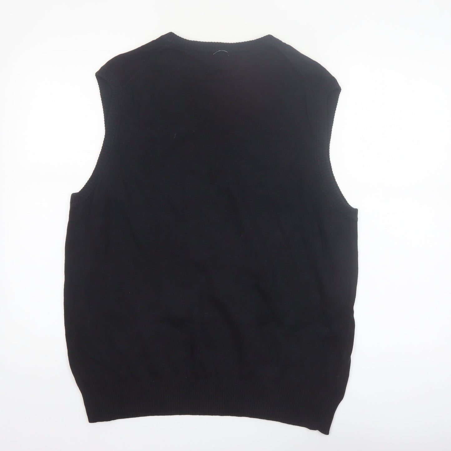 Dockers Men’s Black Argyle Cotton Knit Sleeveless Vest L