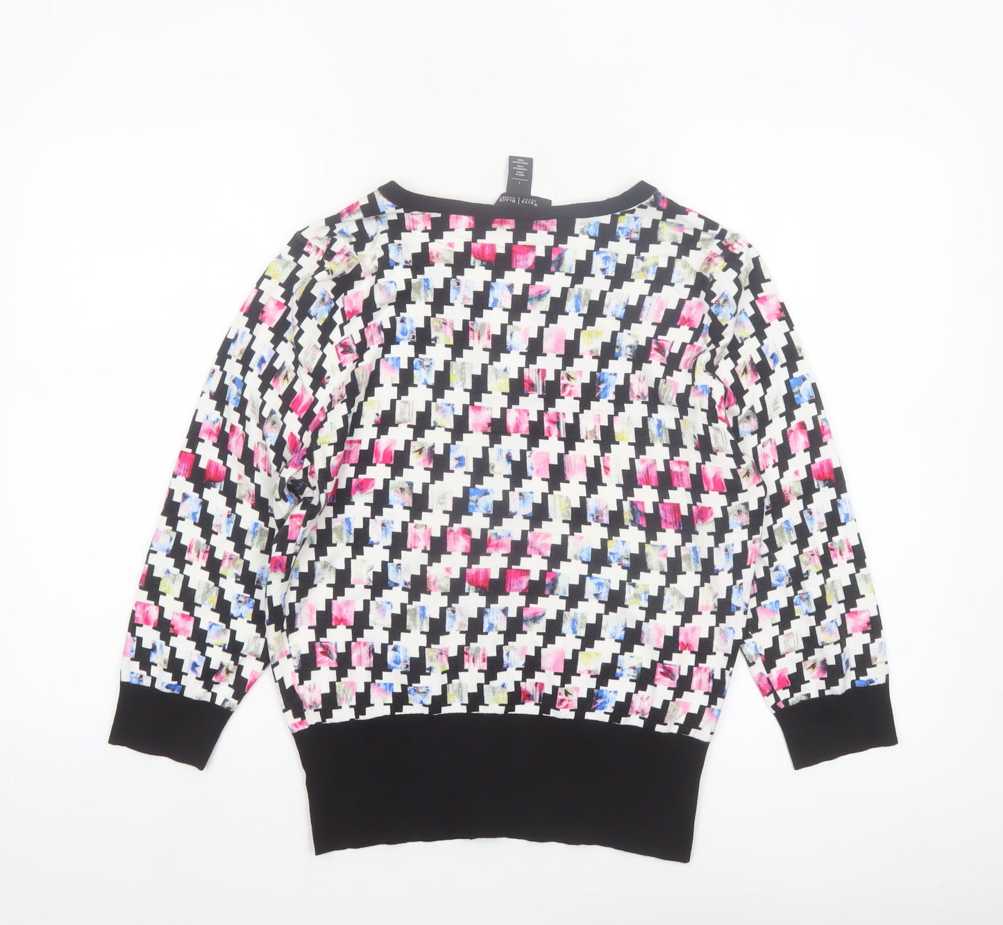 White House Black Market Women’s Multicoloured L Geometric V-Neck Cardigan