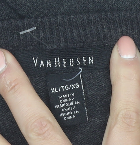 Van Heusen Men’s Grey Argyle V-Neck Cotton Jumper XL
