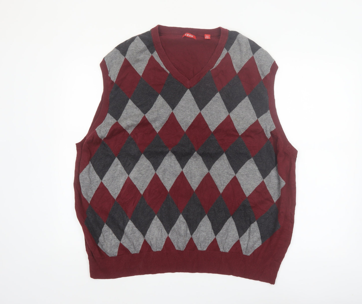 IZOD Men's Multicoloured Argyle V-Neck Knit Jumper Vest 3XL