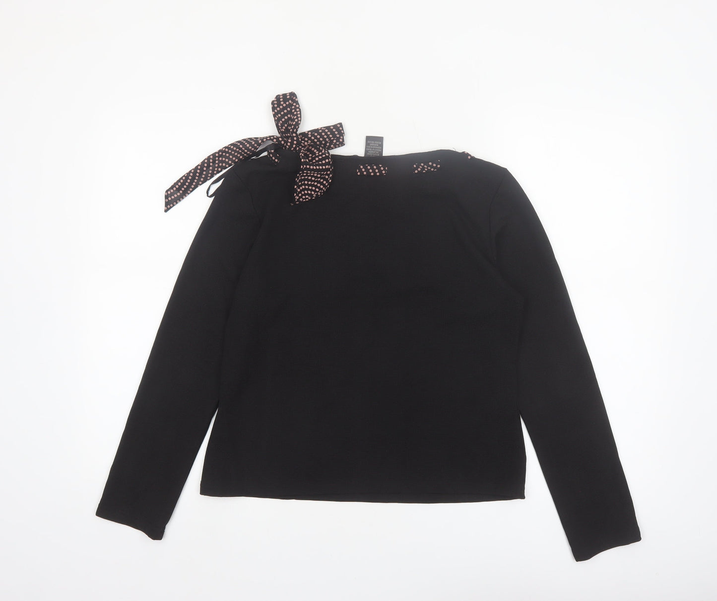 Nicole Studio Women's Black Long Sleeve Bow Detail Blouse Size 10
