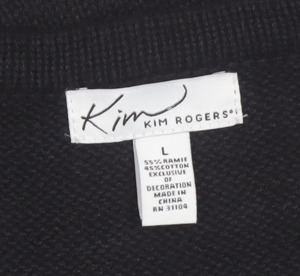 Kim Rogers Womens Black L Christmas Vest Jumper Sequin Holiday Top