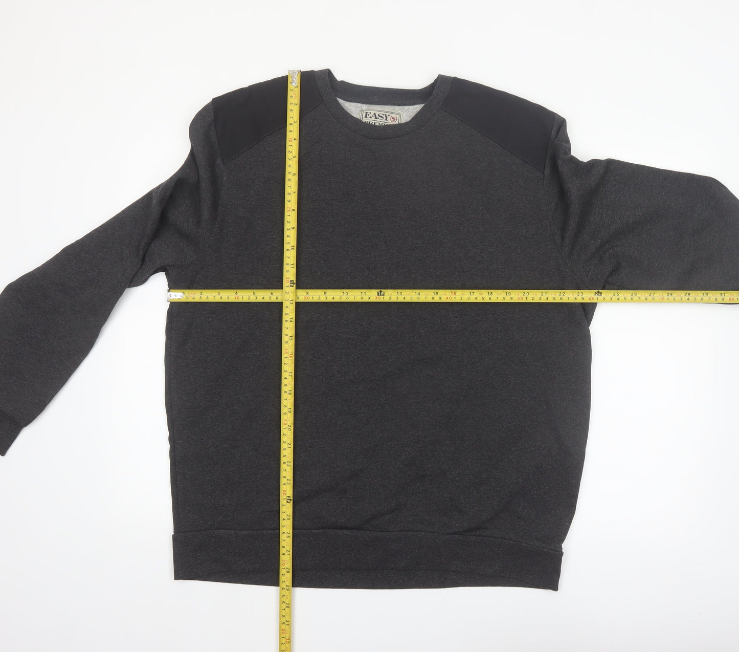 Easy Men’s Grey 2XL Pullover Sweatshirt Crew Neck Varsity Style