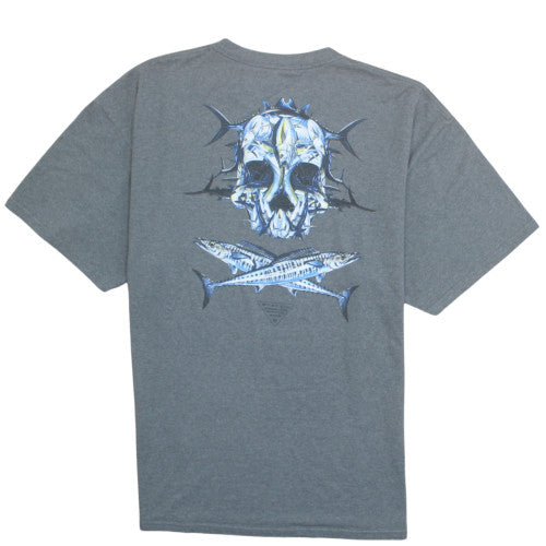 Columbia Mens Grey XL Graphic Skull Outdoor Cotton T-Shirt