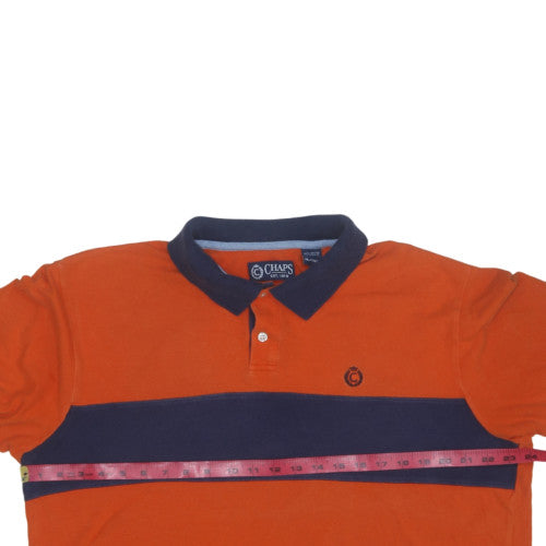 Chaps Men's Orange & Navy Colourblock Cotton Polo Shirt XL