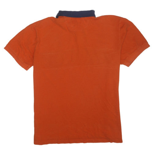 Chaps Men's Orange & Navy Colourblock Cotton Polo Shirt XL