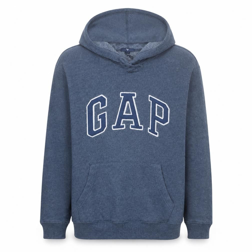 Gap Men's Blue Pullover Fleece Logo Hoodie Size M Regular Fit