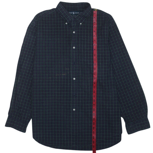 Ralph Lauren Men's Blue Check Classic Fit Long Sleeve Cotton Shirt L