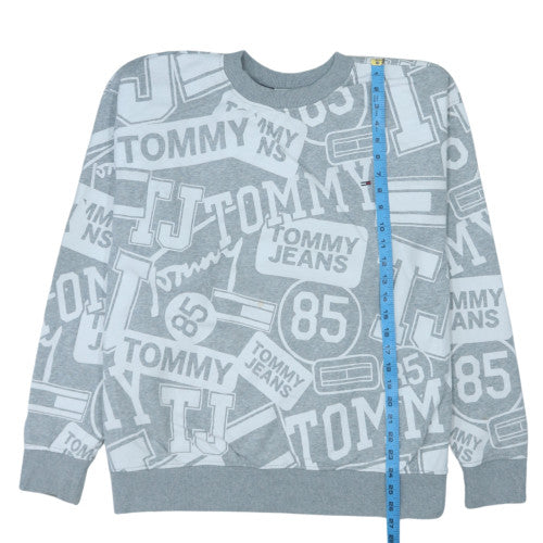 Tommy Jeans Men's Grey Oversized Crew Neck Logo Sweatshirt Size L