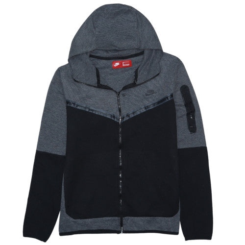 Nike Men's Grey Full Zip Hoodie L Sports Cotton Sweatshirt