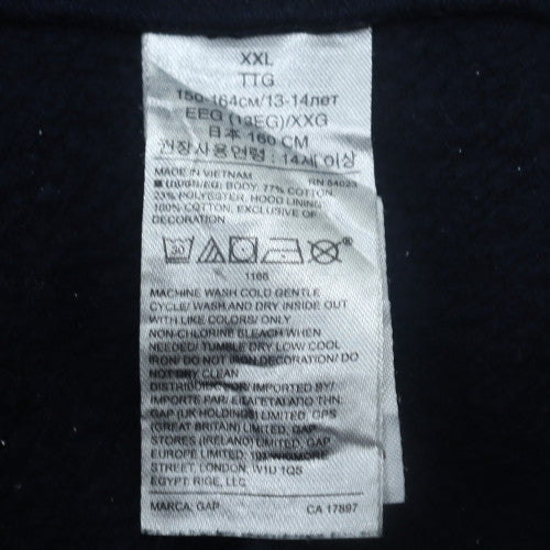 GAP Kids Boys Navy Pullover Hoodie 13-14 Years Fleece Lined Classic Logo