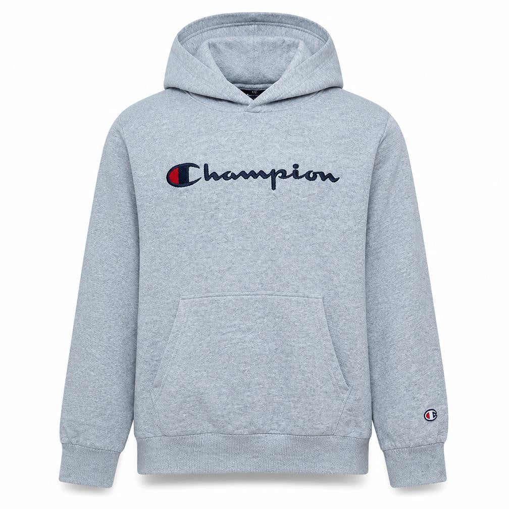 Champion Teens Grey Pullover Hoodie L Embroidered Logo Sports Fleece