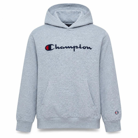 Champion Teens Grey Pullover Hoodie L Embroidered Logo Sports Fleece
