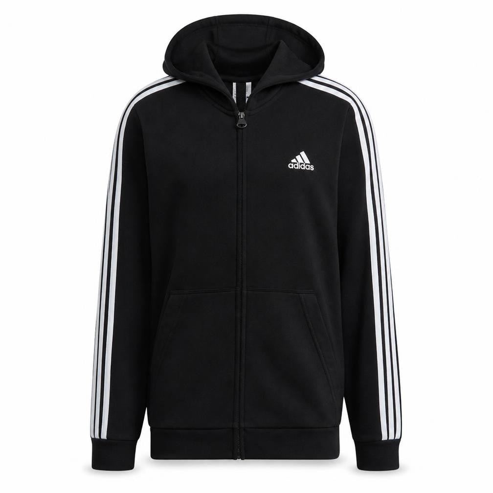 Adidas Men’s Black Full Zip Hoodie L Sports Fleece Sweatshirt