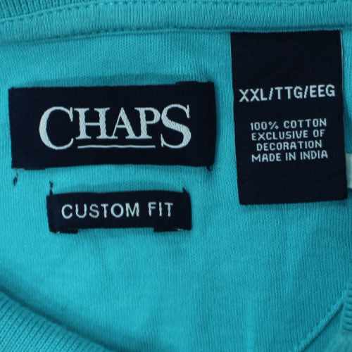 Chaps Men Blue 2XL Cotton Polo Shirt Classic Regular Fit