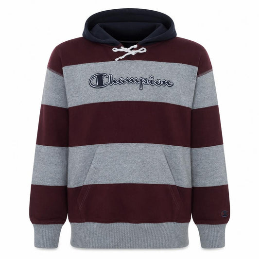 Champion Men's Grey Brown Pullover Hoodie Medium Logo Striped