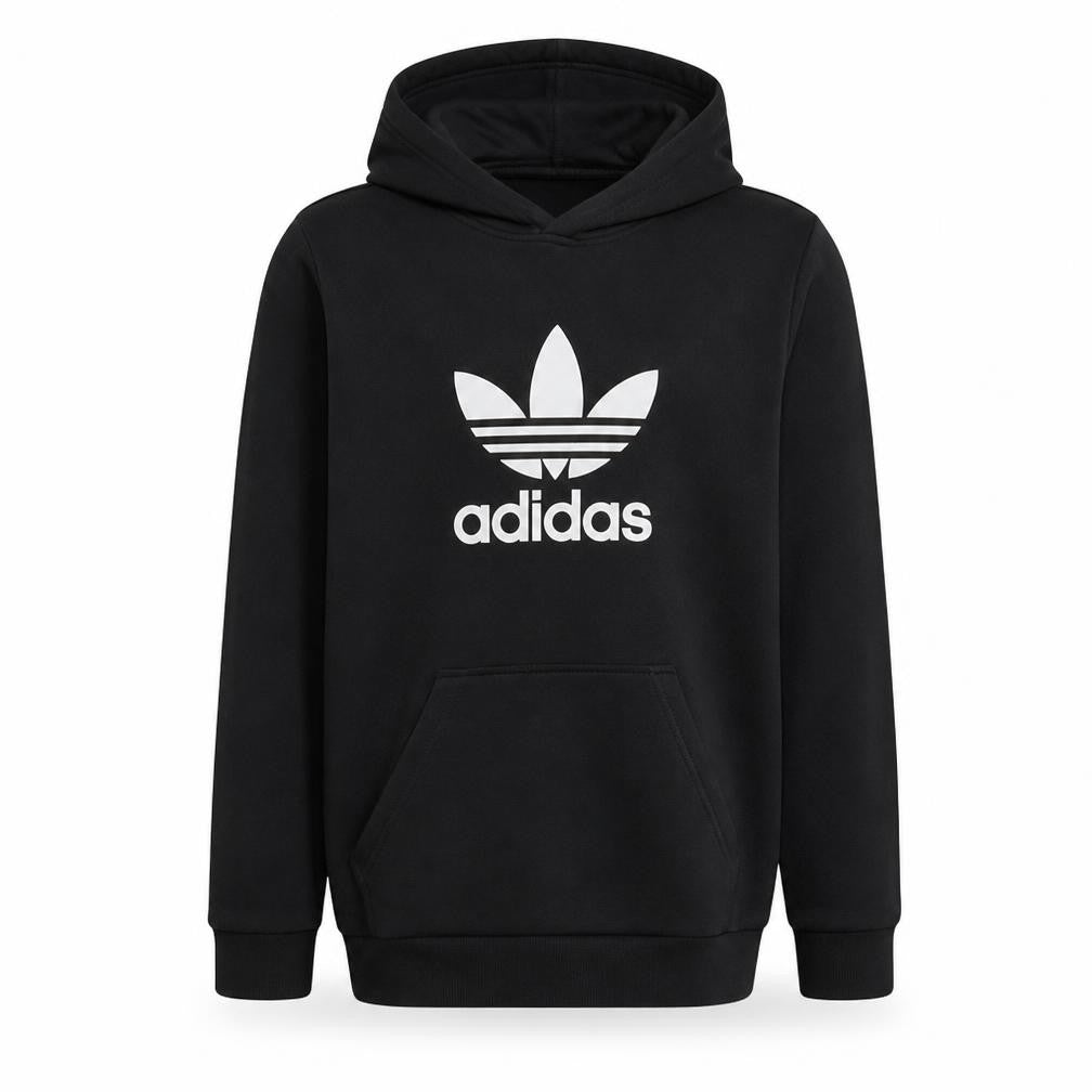 Adidas Mens Black Pullover Hoodie M Logo Fleece Sweatshirt