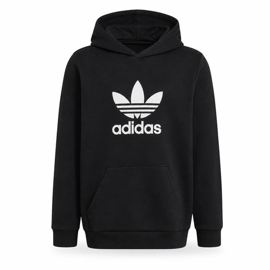 Adidas Mens Black Pullover Hoodie M Logo Fleece Sweatshirt