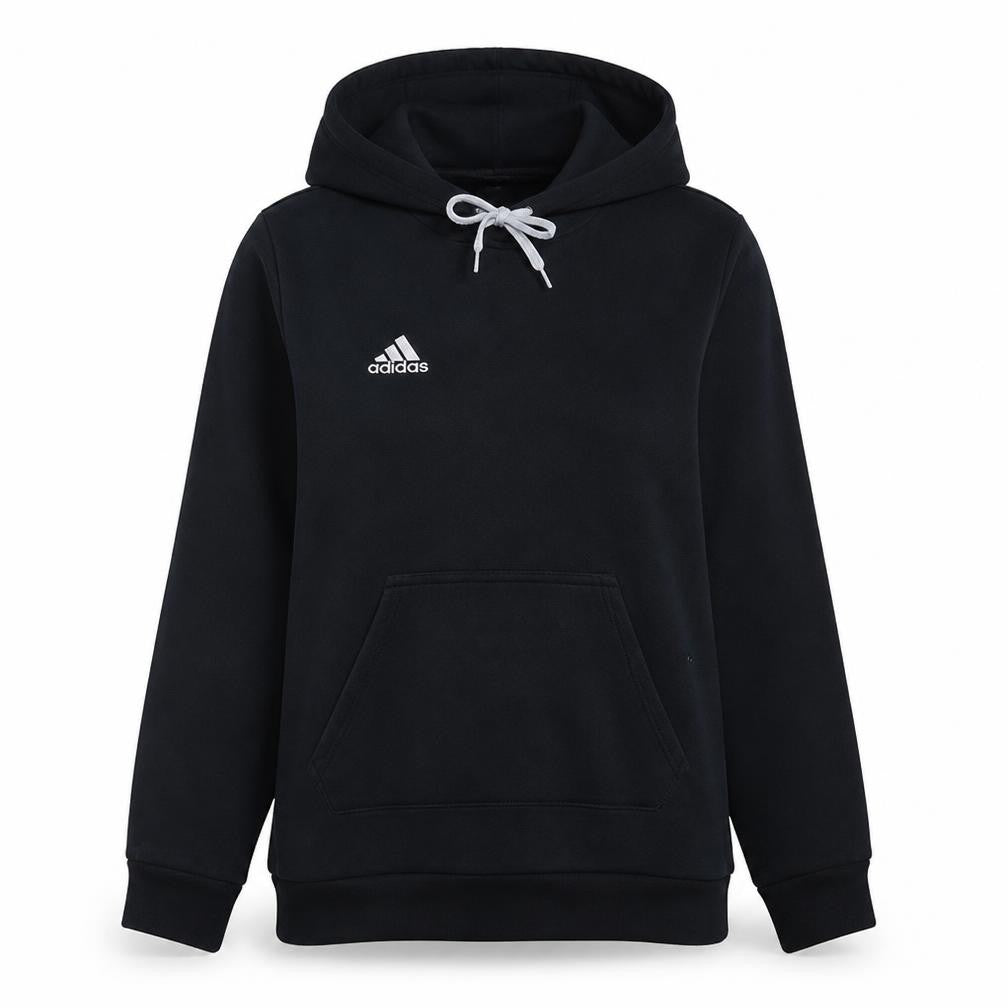 Adidas Womens Black Pullover Hoodie Size M Drawstring Logo Sweatshirt